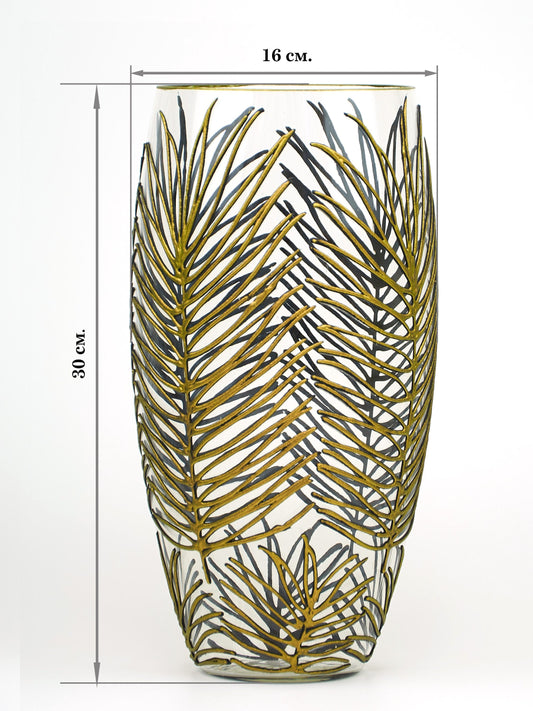 Handpainted Glass Vase for Flowers | Art Tropical Oval Vase | Interior Design Home Room Decor | 7518/300/sh142