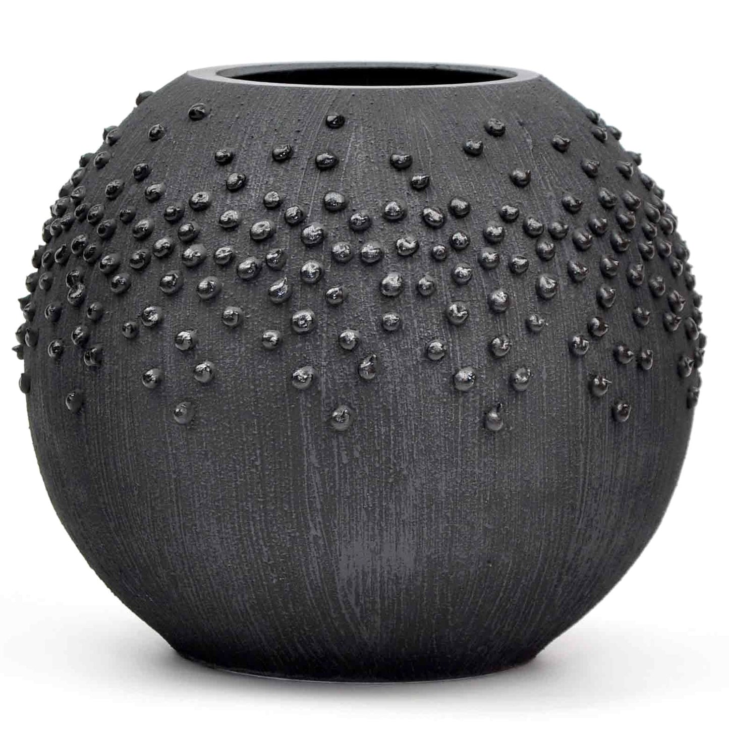 Black Glass Vase for Flowers | Painted Art Glass Round Bubble Vase | Interior Design Home Room Decor | Table black vase 6 inch | 5578/180/sh150.4