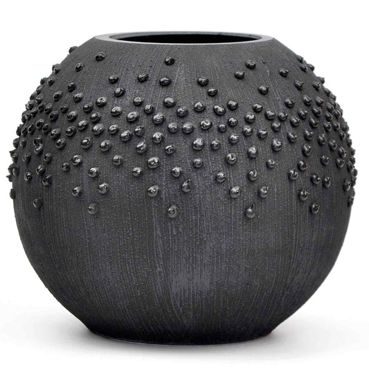 Black Glass Vase for Flowers | Painted Art Glass Round Bubble Vase | Interior Design Home Room Decor | Table black vase 6 inch | 5578/180/sh150.4