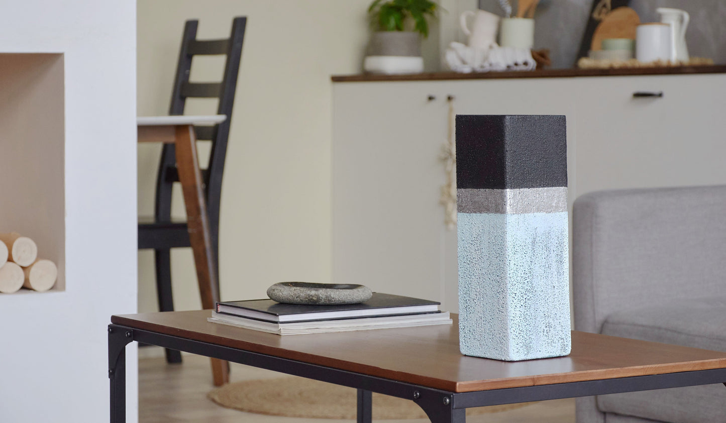 Stone imitation glass vase | Table vase 12 inch | Handpainted vase for flowers | Art Glass Square Vase | Interior Design | Home Decor | 6360/300/sh139.2