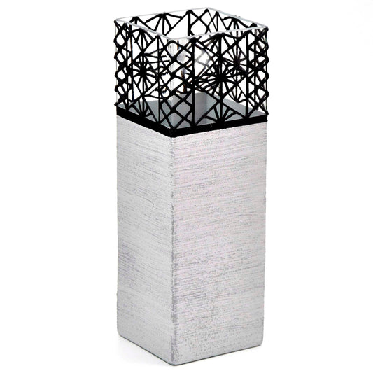 Grey Stone Glass Vase | Square vase | Art Decorated Glass Vase for flowers | Table vase 12 inch | Interior Design | Home Decor | 6360/300/sh186.1