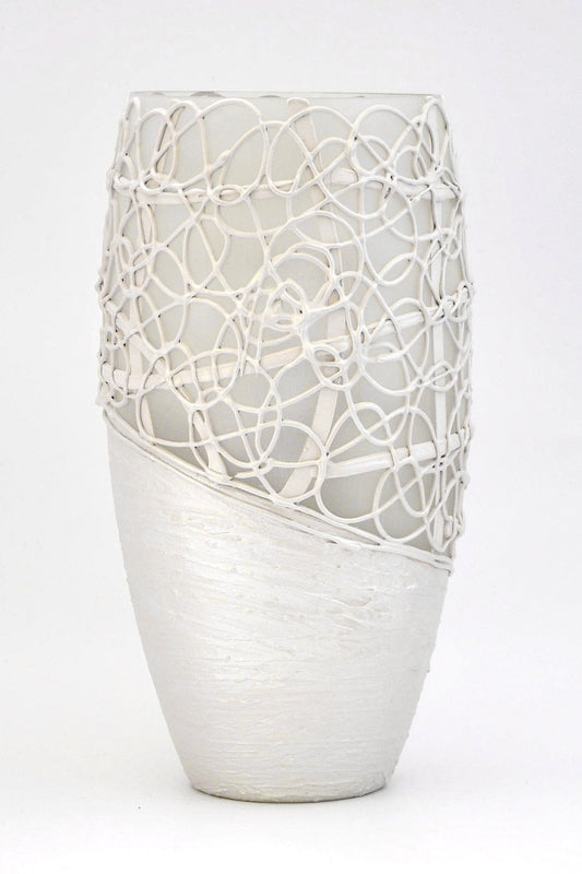 Handpainted Glass Vase for Flowers | Painted Art Glass Oval Vase | Wedding Design | Table vase 12 inch | 7518/300/sh125