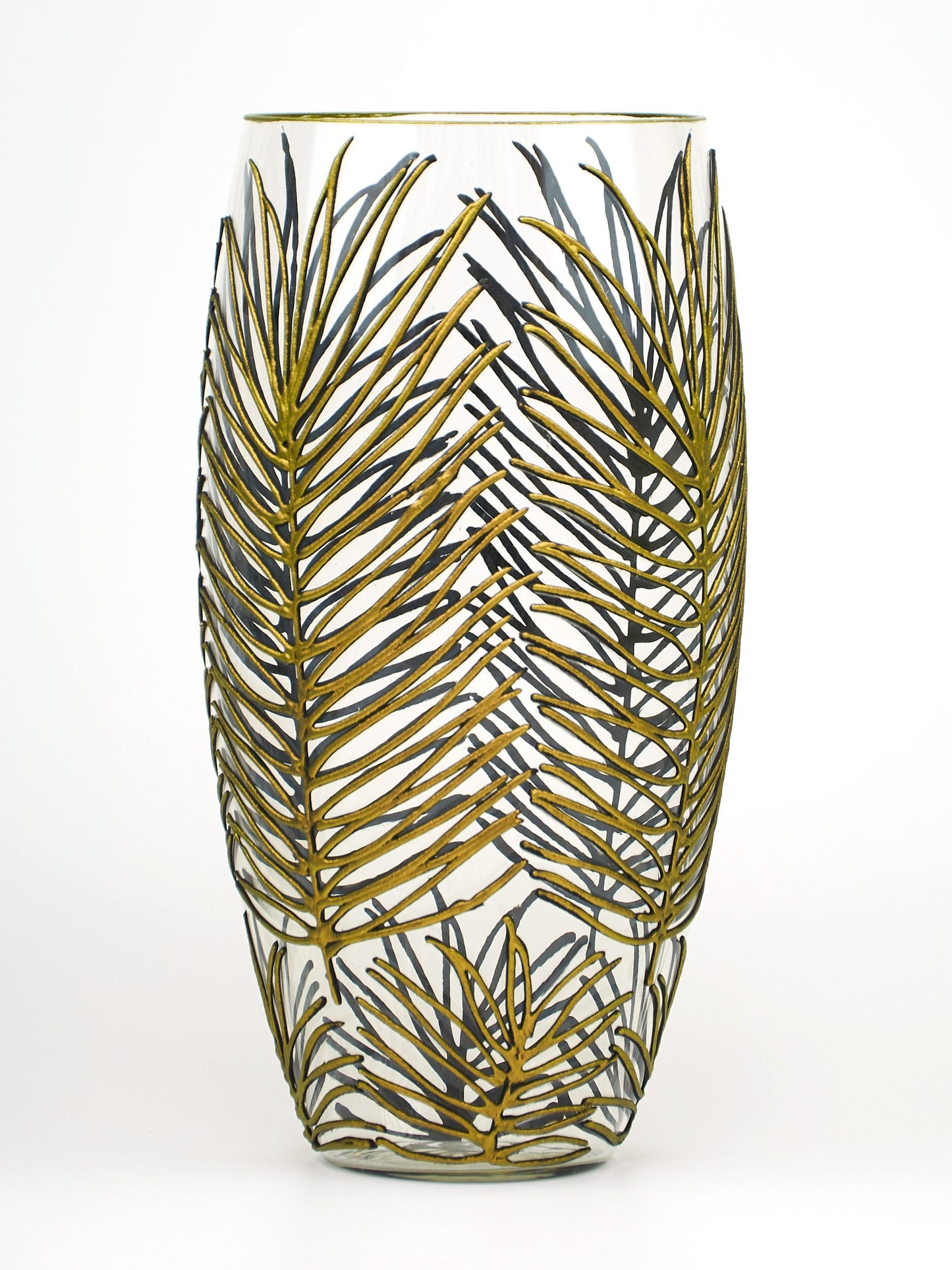 Handpainted Glass Vase for Flowers | Art Tropical Oval Vase | Interior Design Home Room Decor | 7518/300/sh142